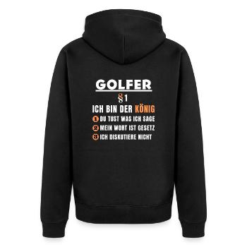 Cadeau de golfeur - Je suis le roi - Veste à capuche bio Premium Unisexe - noir - Dos - Nico (187cm)