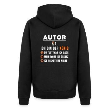 Author Gift - I'm the King - Unisex Premium Organic Zip Hoodie - black - Back - Nico (187cm)