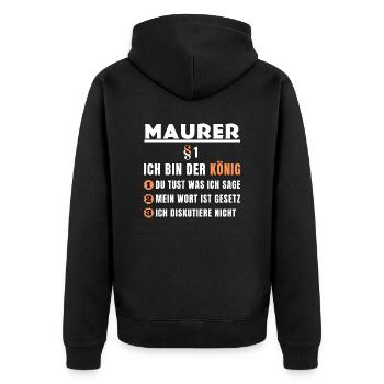 Mason Gift - I Am The King - Unisex Premium Organic Zip Hoodie - black - Back - Nico (187cm)