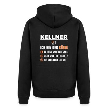 Waiter's Gift - I'm the King - Unisex Premium Organic Zip Hoodie - black - Back - Nico (187cm)