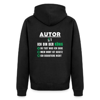 Author Gift - I'm the King - Unisex Premium Organic Zip Hoodie - black - Back - Nico (187cm)