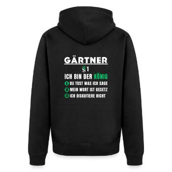 Cadeau du jardinier - Je suis le roi - Veste à capuche bio Premium Unisexe - noir - Dos - Nico (187cm)