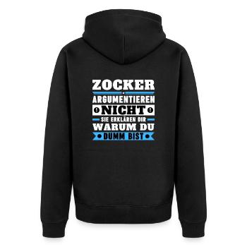 Gamblers don't argue - Unisex Premium Organic Zip Hoodie - black - Back - Nico (187cm)
