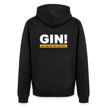Gin, #gin, - Unisex Premium Bio Zip Hoodie - Schwarz - Hinten - Nico (187cm)