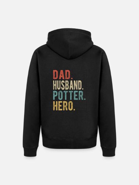 Papa Husband Hero - Unisex Premium Organic Zip Hoodie - black