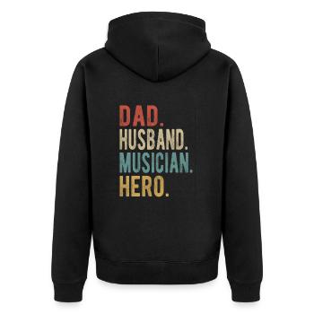 Musicien Papa Husband Hero - Veste à capuche bio Premium Unisexe - noir - Dos - Nico (187cm)