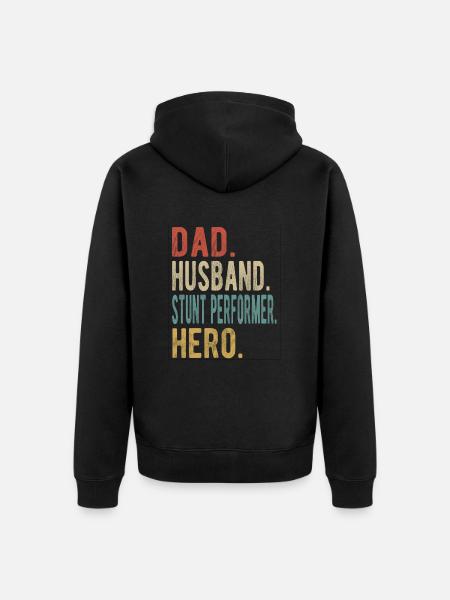Stuntman Papa Husband Hero - Unisex Premium Organic Zip Hoodie - black