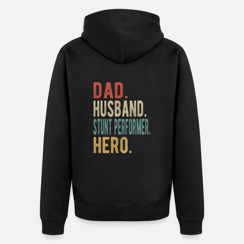 Stuntman Papa Ehemann Held - Unisex Premium Bio Zip Hoodie - Schwarz