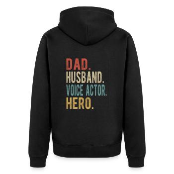 Voice actor Papa Husband Hero - Unisex Premium Organic Zip Hoodie - black - Back - Nico (187cm)
