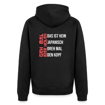 Biertrinker Geh mal Bier holen - Unisex Premium Bio Zip Hoodie - Schwarz - Hinten - Nico (187cm)