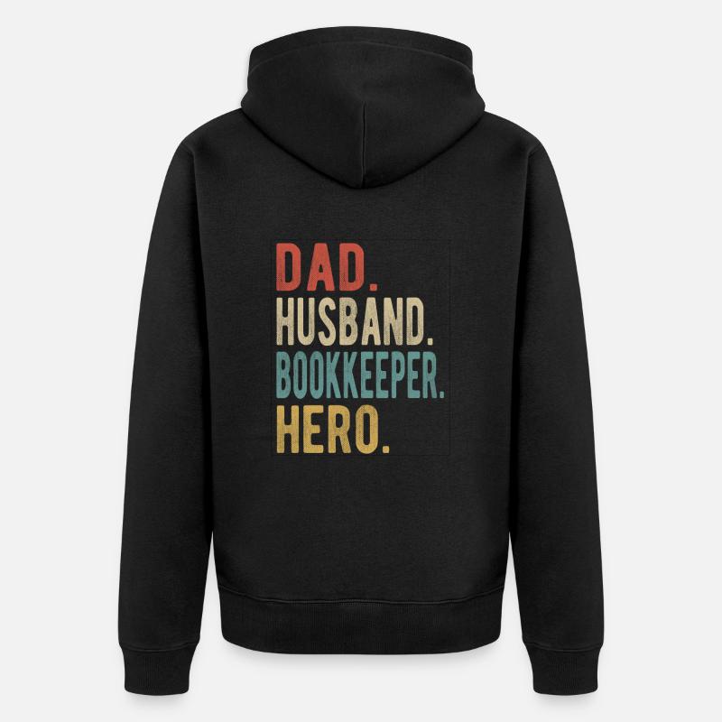 Comptable Papa Mari Héros - Veste à capuche bio Premium Unisexe - noir