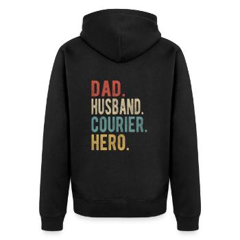 Courier Dad Husband Hero - Unisex Premium Organic Zip Hoodie - black - Back - Nico (187cm)