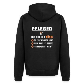 Cadeau de soignant - Je suis le roi - Veste à capuche bio Premium Unisexe - noir - Dos - Nico (187cm)