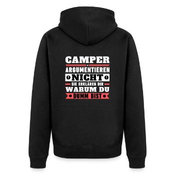 Les campeurs ne se disputent pas - Veste à capuche bio Premium Unisexe - noir - Dos - Nico (187cm)