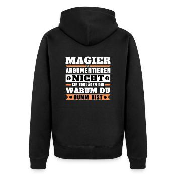 Magicians don't argue - Unisex Premium Organic Zip Hoodie - black - Back - Nico (187cm)