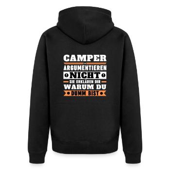 Les campeurs ne se disputent pas - Veste à capuche bio Premium Unisexe - noir - Dos - Nico (187cm)