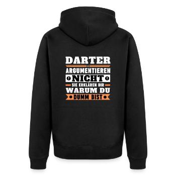 Darters don't argue - Unisex Premium Organic Zip Hoodie - black - Back - Nico (187cm)