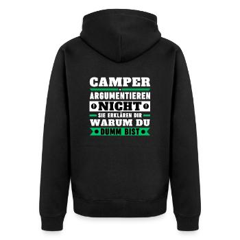 Les campeurs ne se disputent pas - Veste à capuche bio Premium Unisexe - noir - Dos - Nico (187cm)