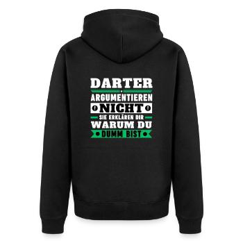 Darters don't argue - Unisex Premium Organic Zip Hoodie - black - Back - Nico (187cm)