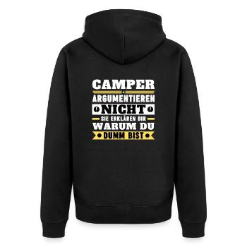 Les campeurs ne se disputent pas - Veste à capuche bio Premium Unisexe - noir - Dos - Nico (187cm)