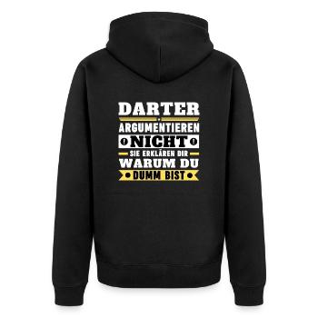 Darters don't argue - Unisex Premium Organic Zip Hoodie - black - Back - Nico (187cm)