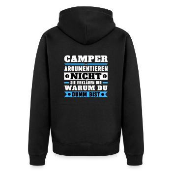 Les campeurs ne se disputent pas - Veste à capuche bio Premium Unisexe - noir - Dos - Nico (187cm)