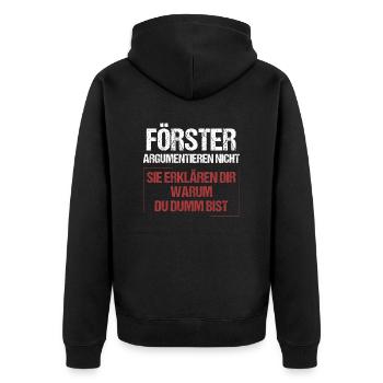 Foresters don't argue - Unisex Premium Organic Zip Hoodie - black - Back - Nico (187cm)