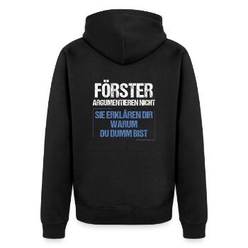 Foresters don't argue - Unisex Premium Organic Zip Hoodie - black - Back - Nico (187cm)