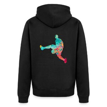 Basketball Player - PopArt - Unisex Premium Bio Zip Hoodie - Schwarz - Hinten - Nico (187cm)