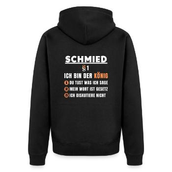 Blacksmith Gift - I Am The King - Unisex Premium Organic Zip Hoodie - black - Back - Nico (187cm)