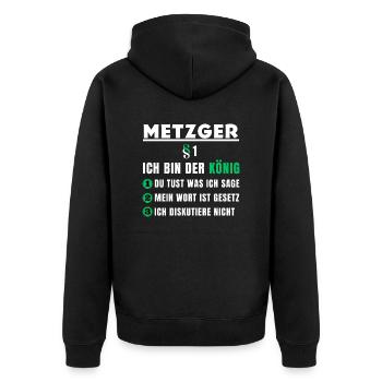 Butcher Gift - I Am the King - Unisex Premium Organic Zip Hoodie - black - Back - Nico (187cm)