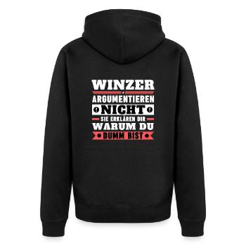 Winemakers don't argue - Unisex Premium Organic Zip Hoodie - black - Back - Nico (187cm)