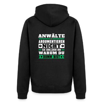 Les avocats ne discutent pas - Veste à capuche bio Premium Unisexe - noir - Dos - Nico (187cm)
