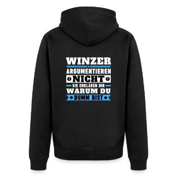 Winemakers don't argue - Unisex Premium Organic Zip Hoodie - black - Back - Nico (187cm)