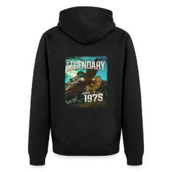 Legendary since 1975 - Unisex Premium Organic Zip Hoodie - black - Back - Nico (187cm)