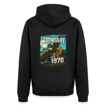 Legendary since 1970 - Unisex Premium Organic Zip Hoodie - black - Back - Nico (187cm)