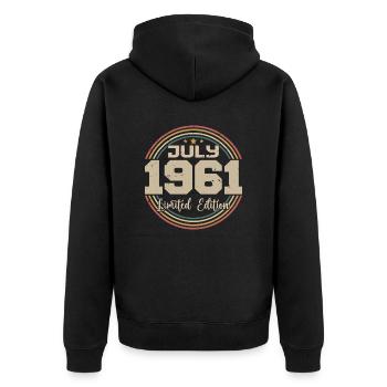 1961 Birthday July 1961 Gift July 1961 - Unisex Premium Organic Zip Hoodie - black - Back - Nico (187cm)