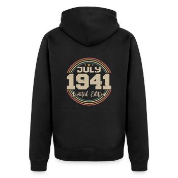 1941 Geburtstag Juli 1941 Geschenk Juli 1941 - Unisex Premium Bio Zip Hoodie - Schwarz - Hinten - Nico (187cm)