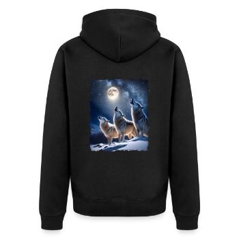 Loups hurlant à la lune Neige - Veste à capuche bio Premium Unisexe - noir - Dos - Nico (187cm)