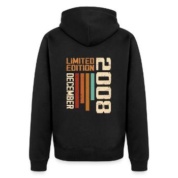 December 2008 - 2008 December - Unisex Premium Organic Zip Hoodie - black - Back - Nico (187cm)