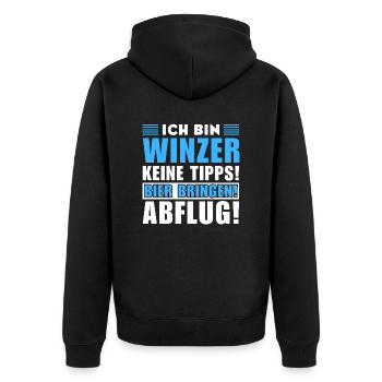 Ich bin Winzer - Keine Tipps! Bier bringen - Unisex Premium Bio Zip Hoodie - Schwarz - Hinten - Nico (187cm)