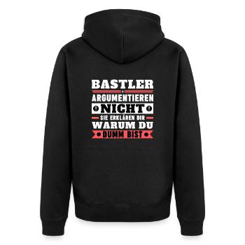 Hobbyists don't argue - Unisex Premium Organic Zip Hoodie - black - Back - Nico (187cm)