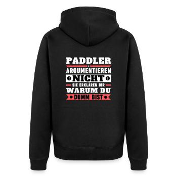 Paddlers don't argue - Unisex Premium Organic Zip Hoodie - black - Back - Nico (187cm)