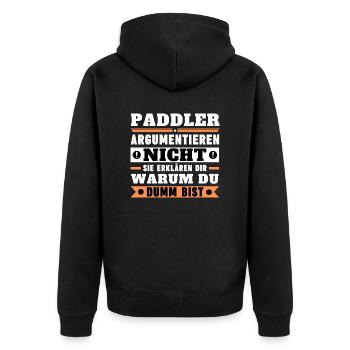 Paddlers don't argue - Unisex Premium Organic Zip Hoodie - black - Back - Nico (187cm)
