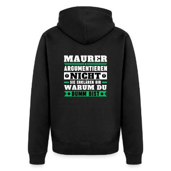Masons don't argue - Unisex Premium Organic Zip Hoodie - black - Back - Nico (187cm)