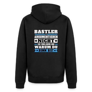 Hobbyists don't argue - Unisex Premium Organic Zip Hoodie - black - Back - Nico (187cm)