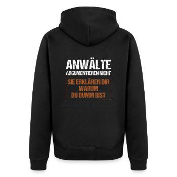 Les avocats ne discutent pas - Veste à capuche bio Premium Unisexe - noir - Dos - Nico (187cm)