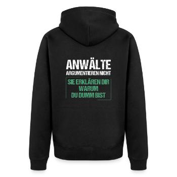Les avocats ne discutent pas - Veste à capuche bio Premium Unisexe - noir - Dos - Nico (187cm)