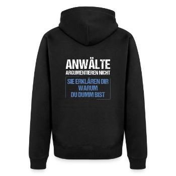 Les avocats ne discutent pas - Veste à capuche bio Premium Unisexe - noir - Dos - Nico (187cm)