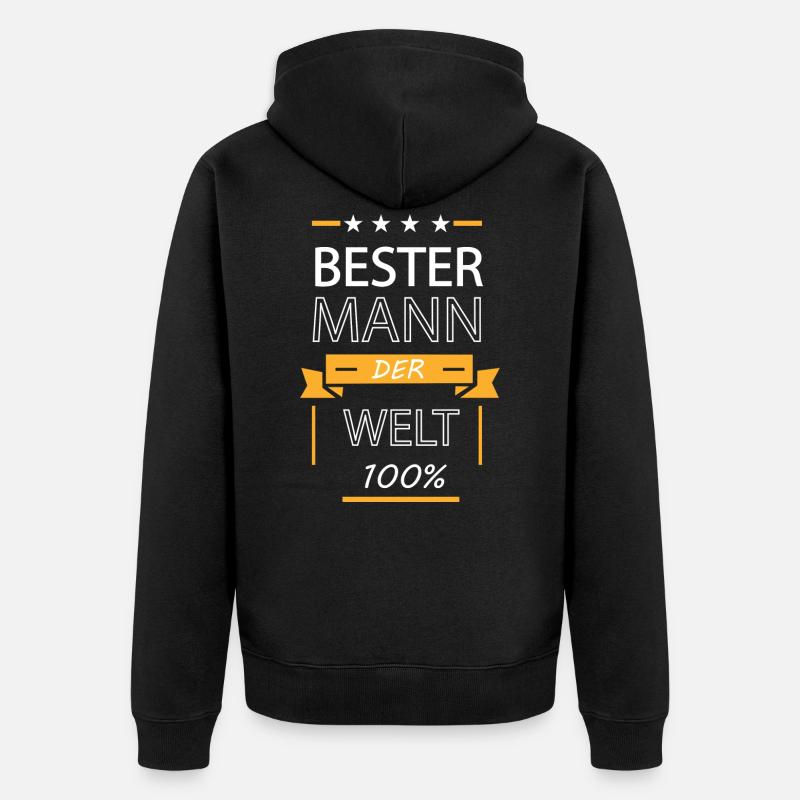 Bester Mann der Welt - Unisex Premium Bio Zip Hoodie - Schwarz